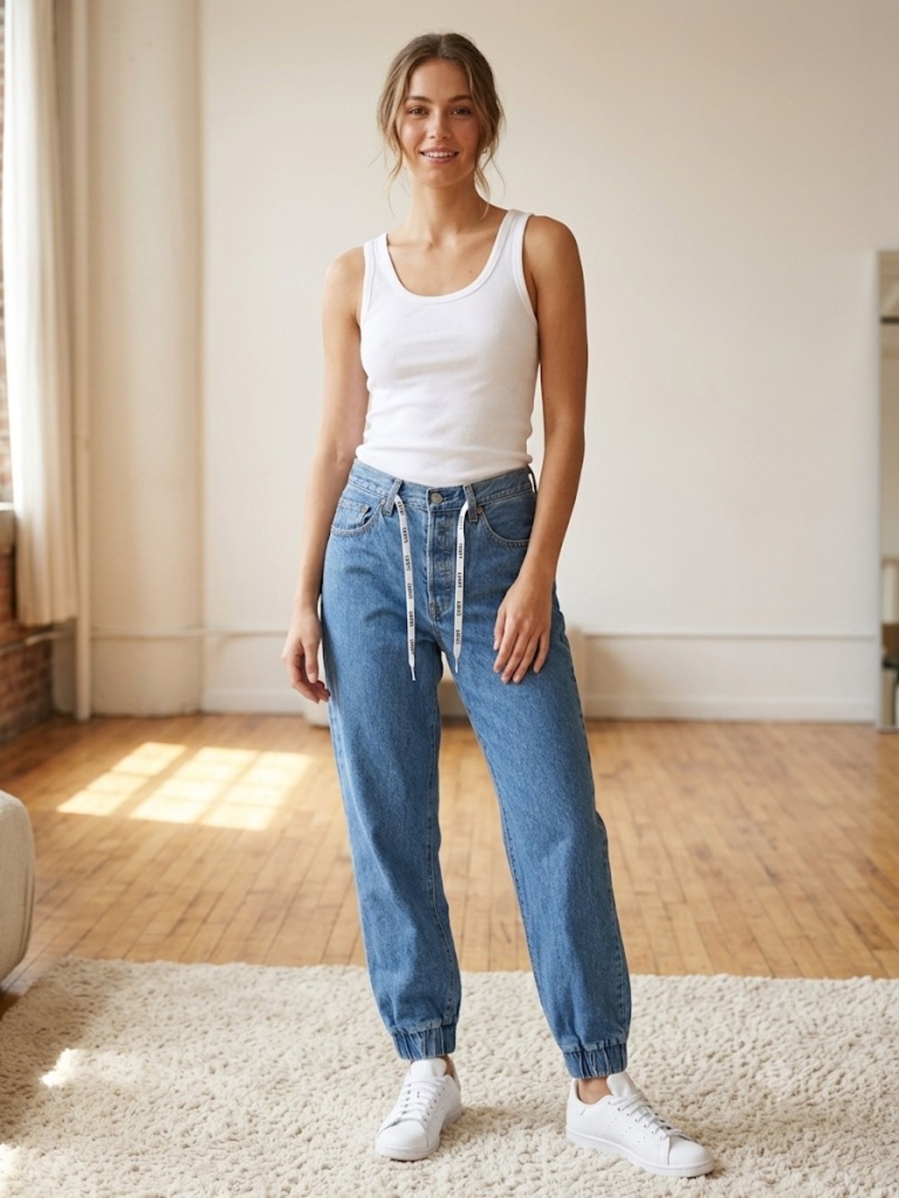 Levi's 501 Medium Blue Boyfriend Jogger Jeans urban outfitters denim pants